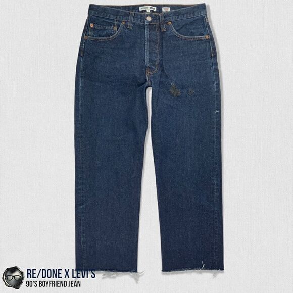 RE/DONE x LEVI’S 90’S BOYFRIEND JEAN IN INDIGO RECONSTRUCTED VINTAGE DENIM 26 - Picture 4 of 16